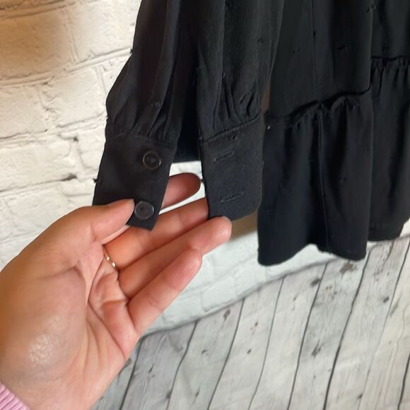 Zara Black Babydoll Dress Size Large - Picture 2 of 8